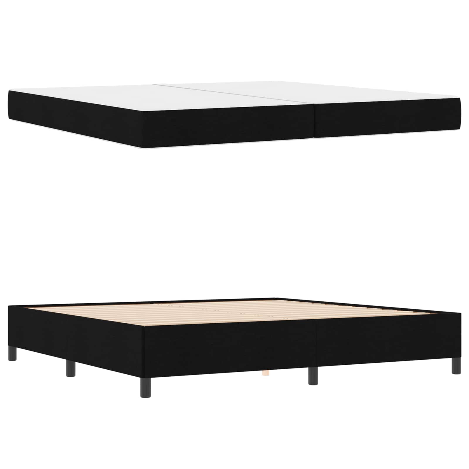 vidaXL Łóżko sprężynowe z materacem Czarny 200 x 200 cm tkanina