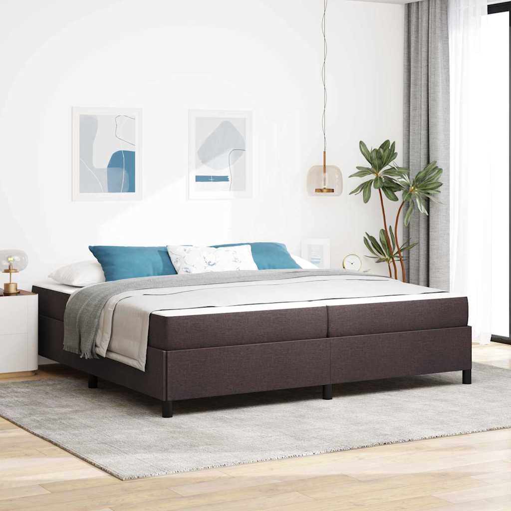 vidaXL Łóżko sprężynowe z materacem Ciemny brąz 200 x 200 cm tkanina