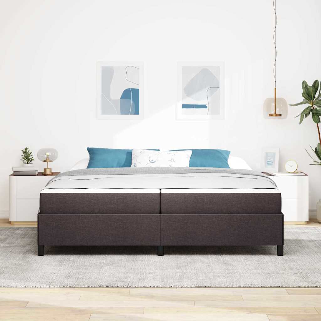vidaXL Łóżko sprężynowe z materacem Ciemny brąz 200 x 200 cm tkanina