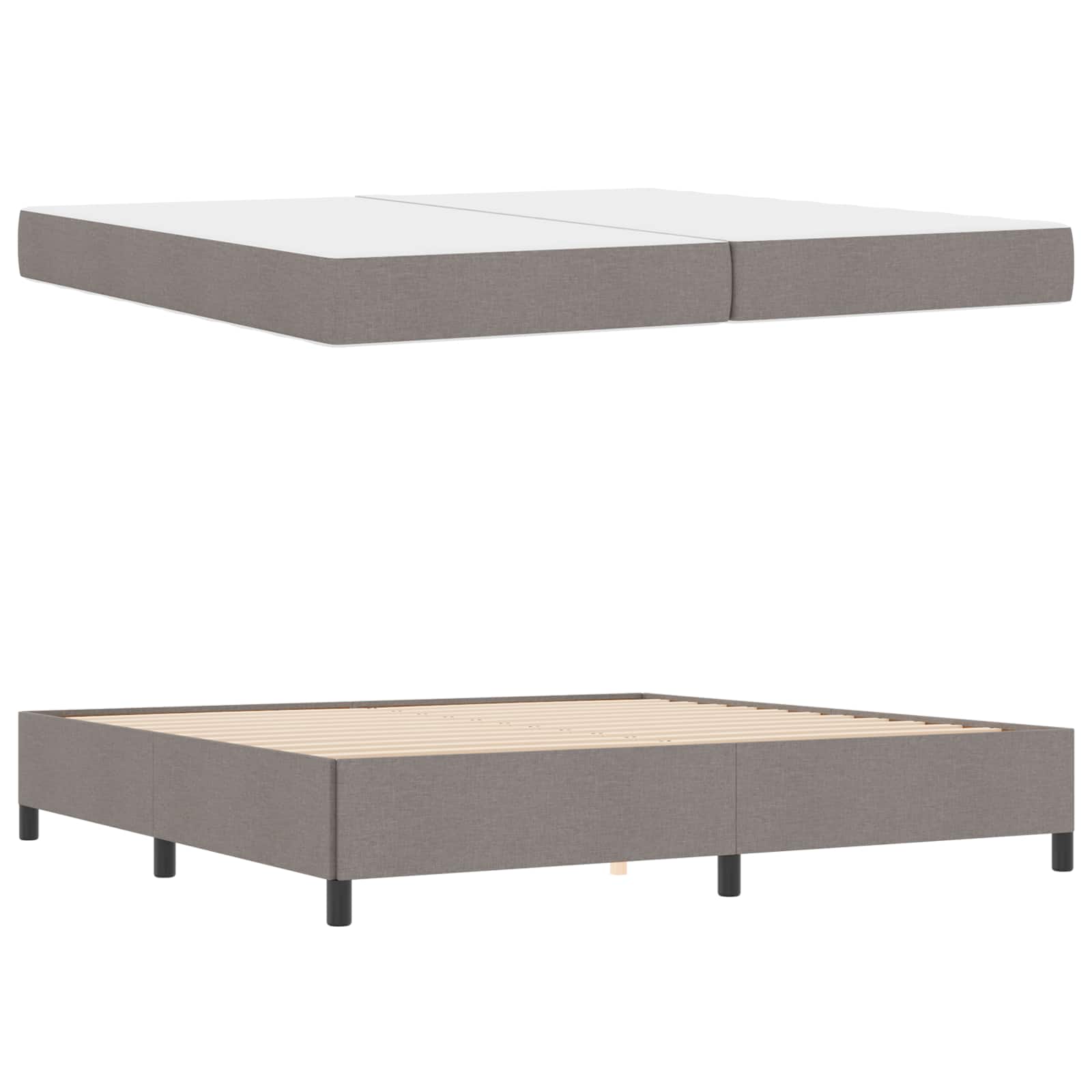 vidaXL Łóżko sprężynowe z materacem Ciemnoszary 200 x 200 cm tkanina