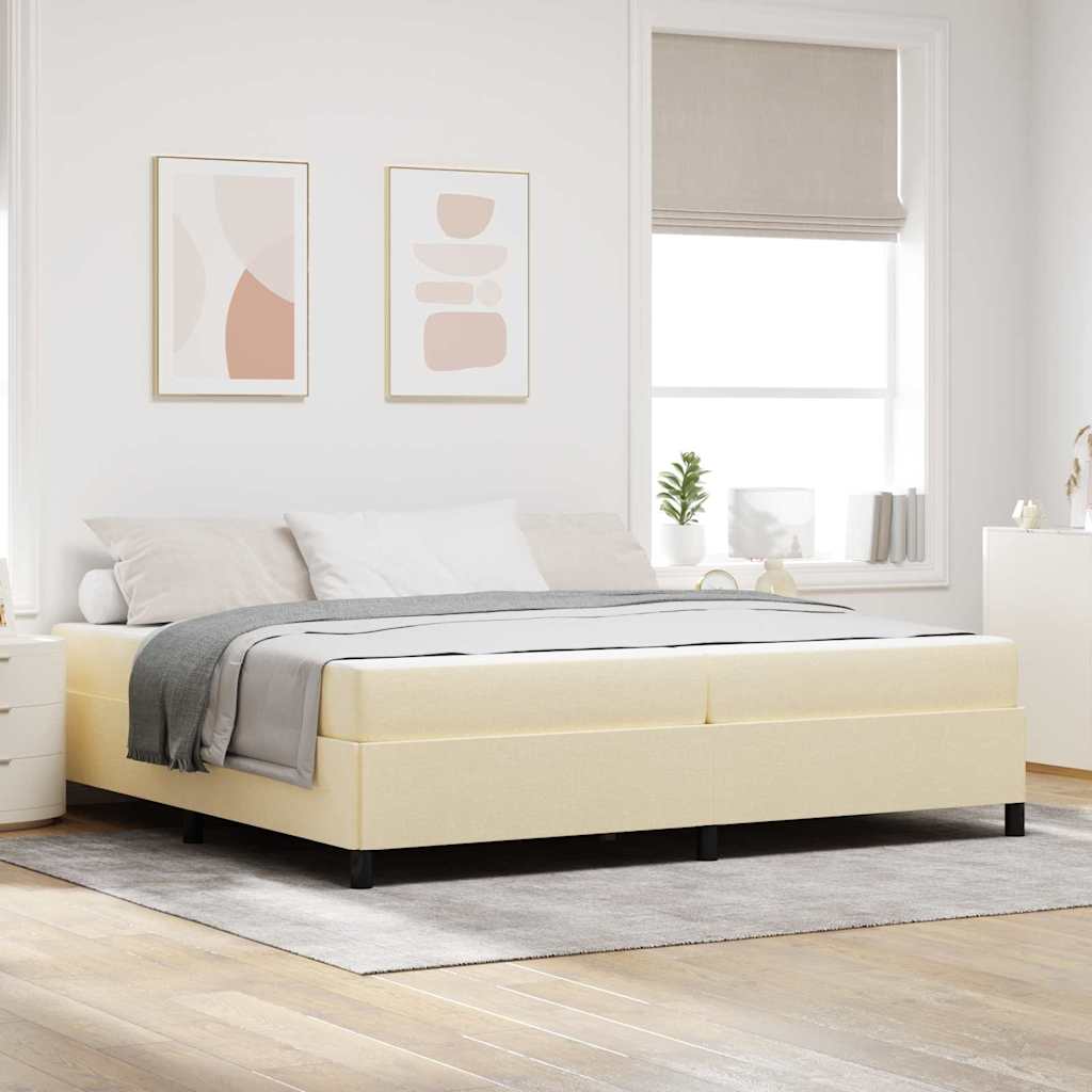 vidaXL Łóżko sprężynowe z materacem Kremowy 200 x 200 cm tkanina