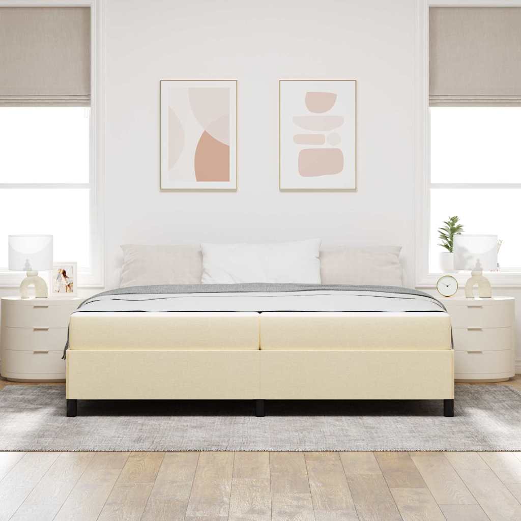 vidaXL Łóżko sprężynowe z materacem Kremowy 200 x 200 cm tkanina