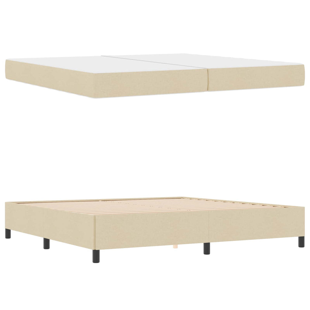 vidaXL Łóżko sprężynowe z materacem Kremowy 200 x 200 cm tkanina