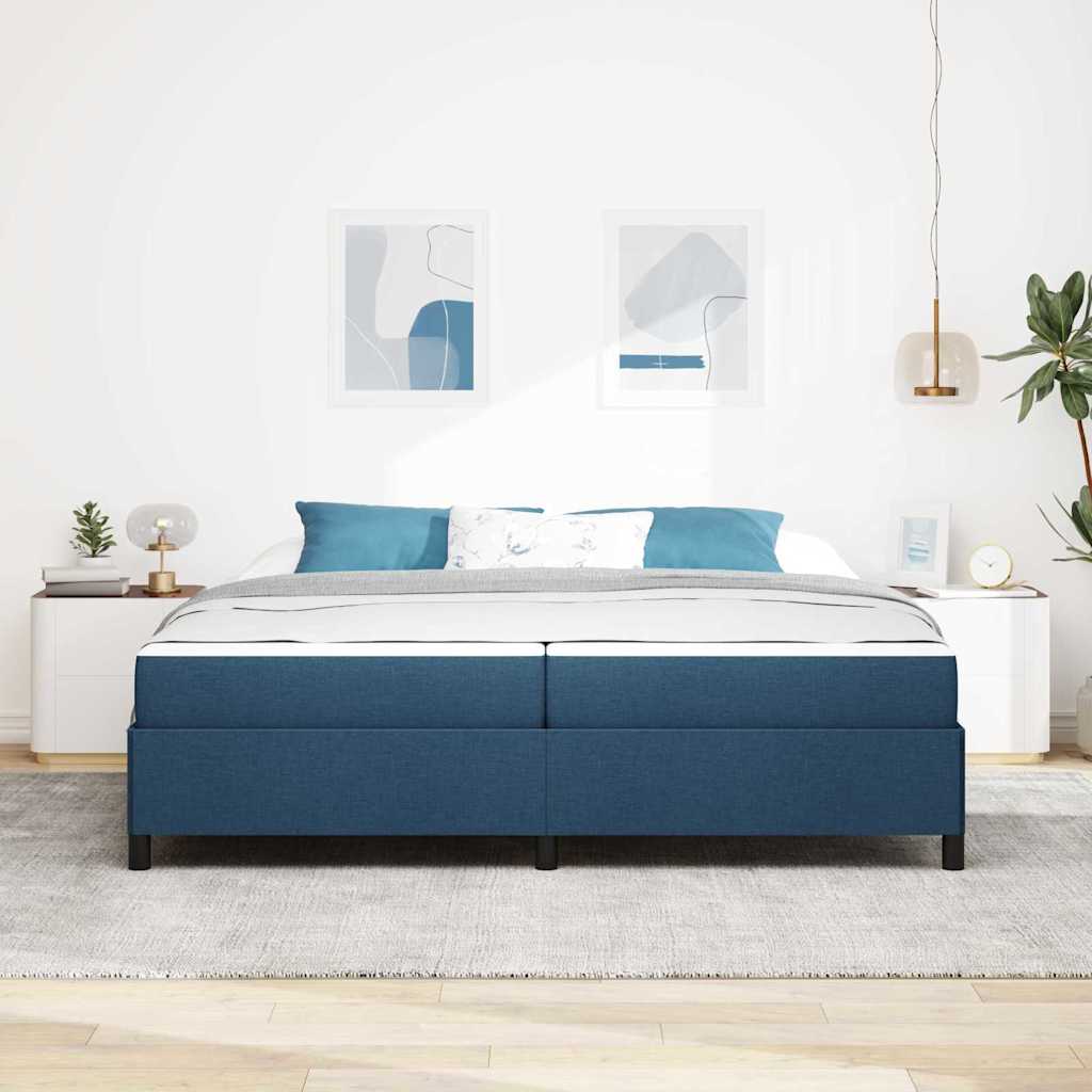 vidaXL Łóżko sprężynowe z materacem Niebieski 200 x 200 cm tkanina