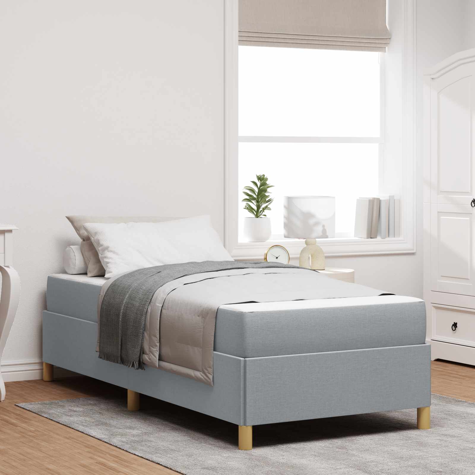 vidaXL Ramka łóżka z materacem Jasnoszary 80 x 200 cm tkanina