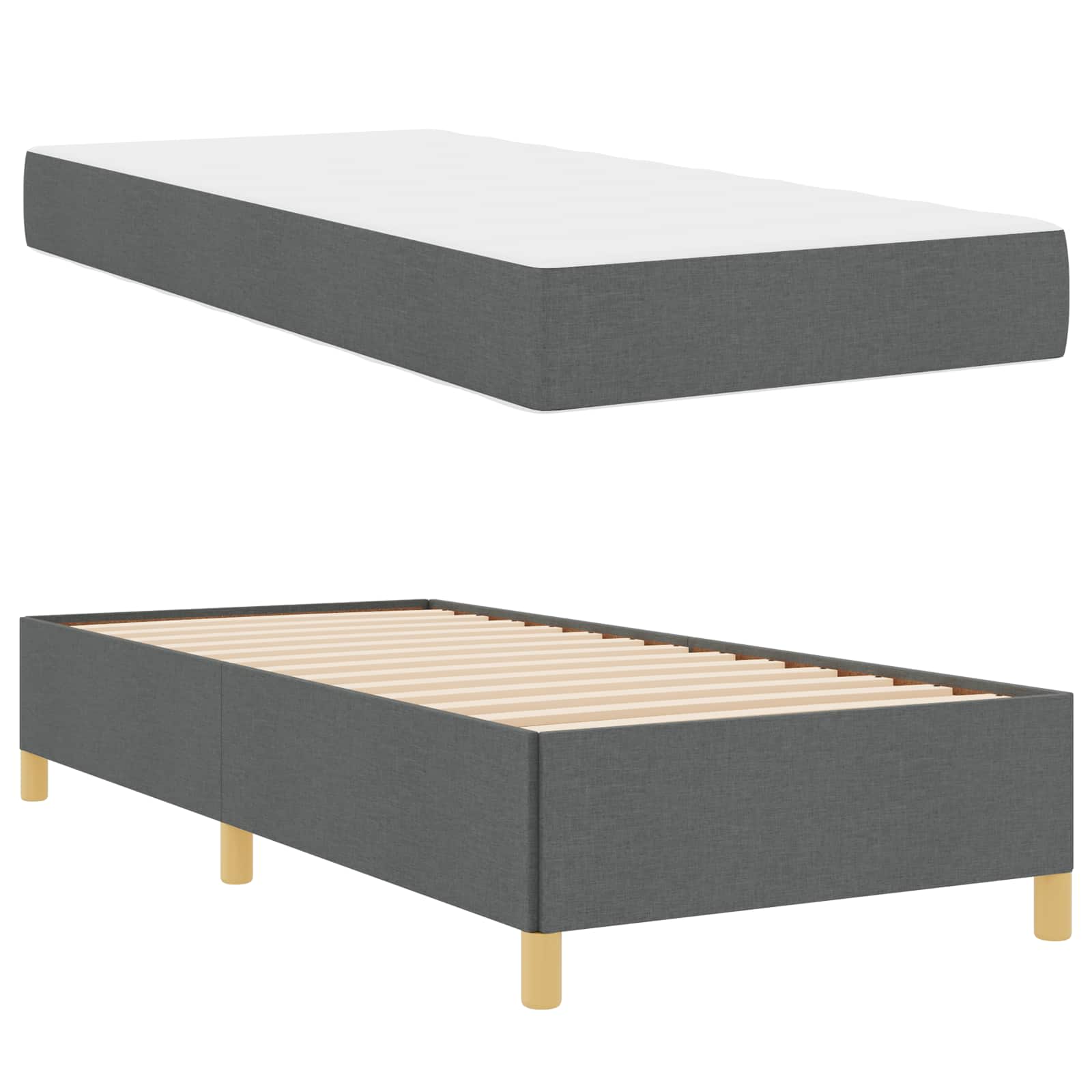 vidaXL Ramka łóżka z materacem Ciemnoszary 80 x 200 cm tkanina