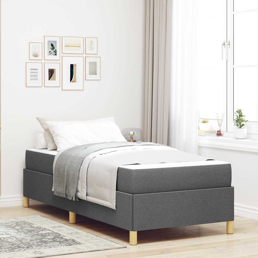 vidaXL Ramka łóżka z materacem Ciemnoszary 90 x 190 cm tkanina