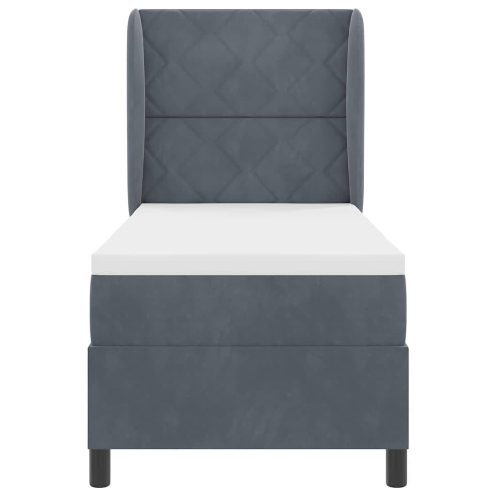 vidaXL Łóżko sprężynowe Z zagłówkiem Ciemnoszary 200 x 80 cm Aksamit