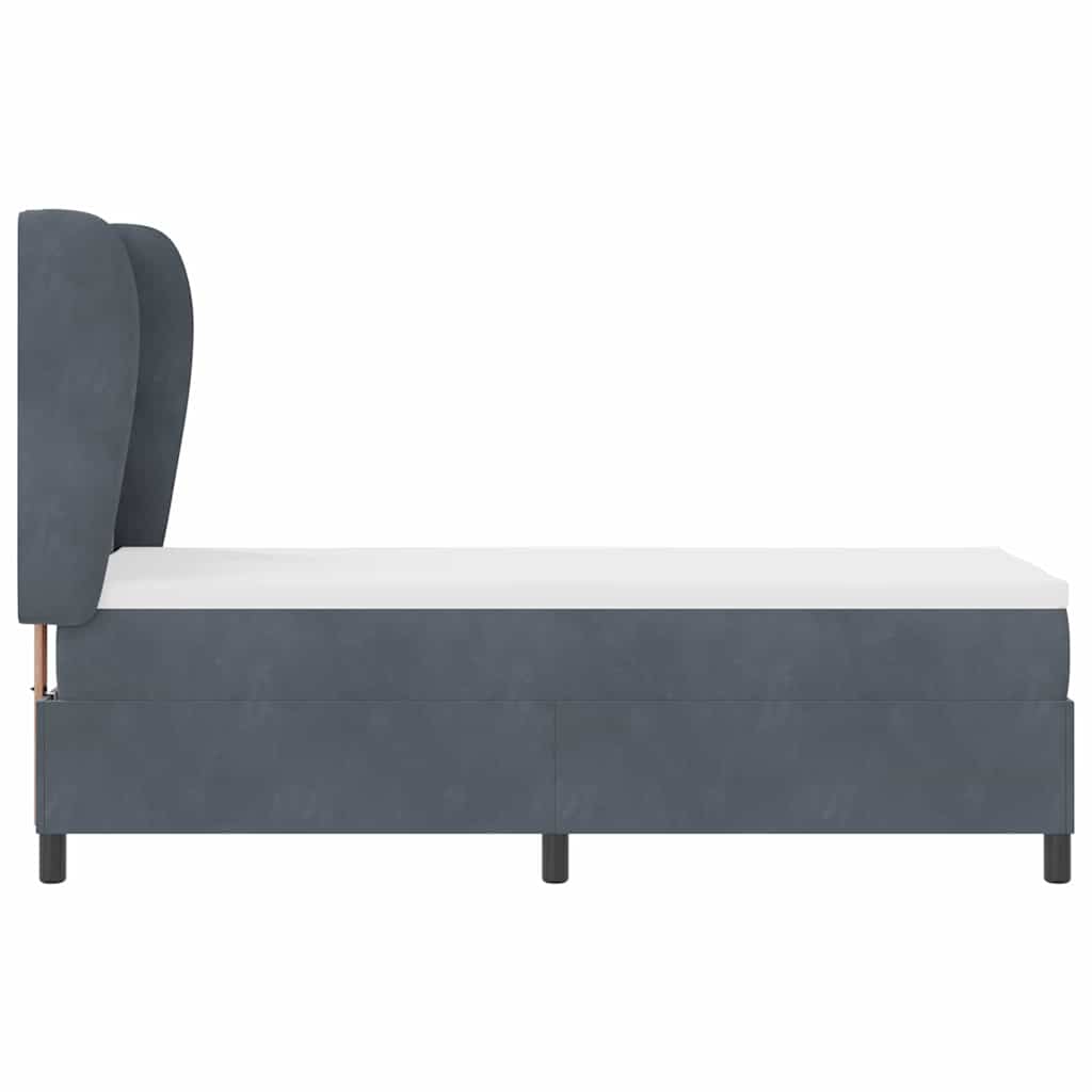 vidaXL Łóżko sprężynowe Z zagłówkiem Ciemnoszary 200 x 80 cm Aksamit