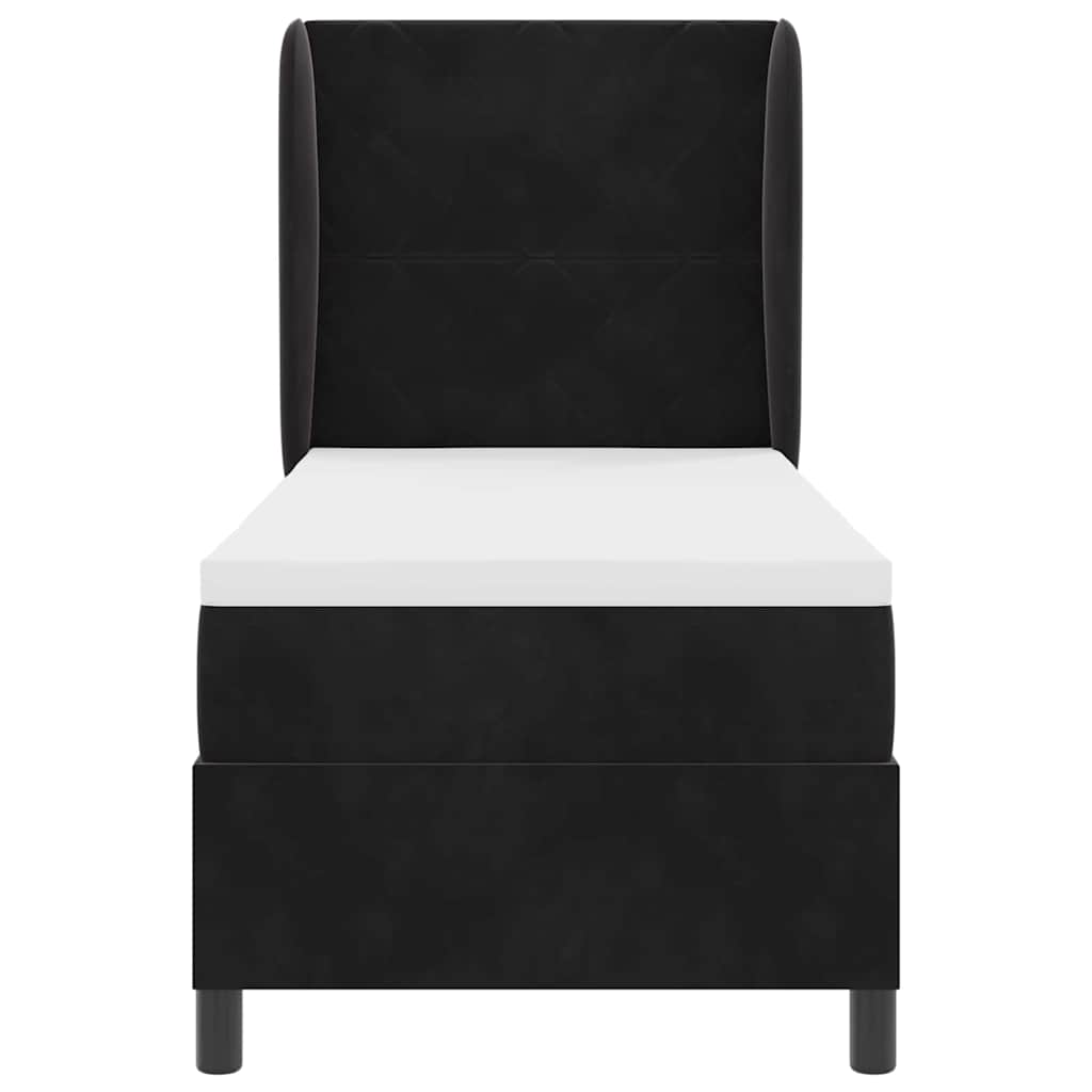 vidaXL Łóżko sprężynowe Z zagłówkiem Czarny 200 x 80 cm Aksamit