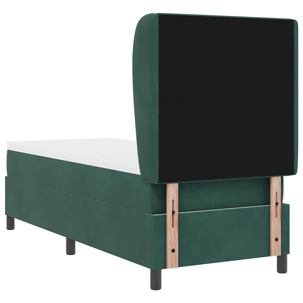 vidaXL Łóżko sprężynowe Z zagłówkiem Ciemna zieleń 200 x 80 cm Aksamit