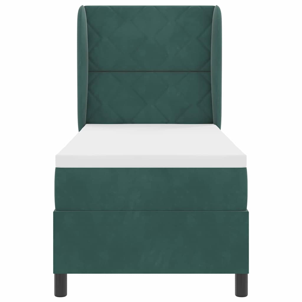 vidaXL Łóżko sprężynowe Z zagłówkiem Ciemna zieleń 200 x 80 cm Aksamit