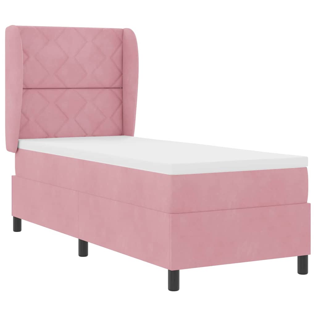 vidaXL Łóżko sprężynowe z materacem Różowy 200 x 80 cm Aksamit