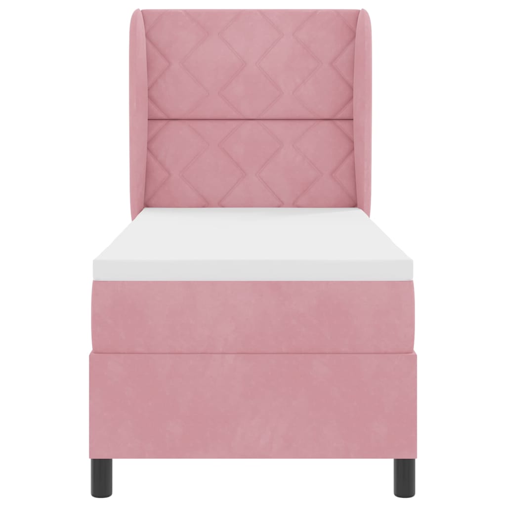 vidaXL Łóżko sprężynowe z materacem Różowy 200 x 80 cm Aksamit