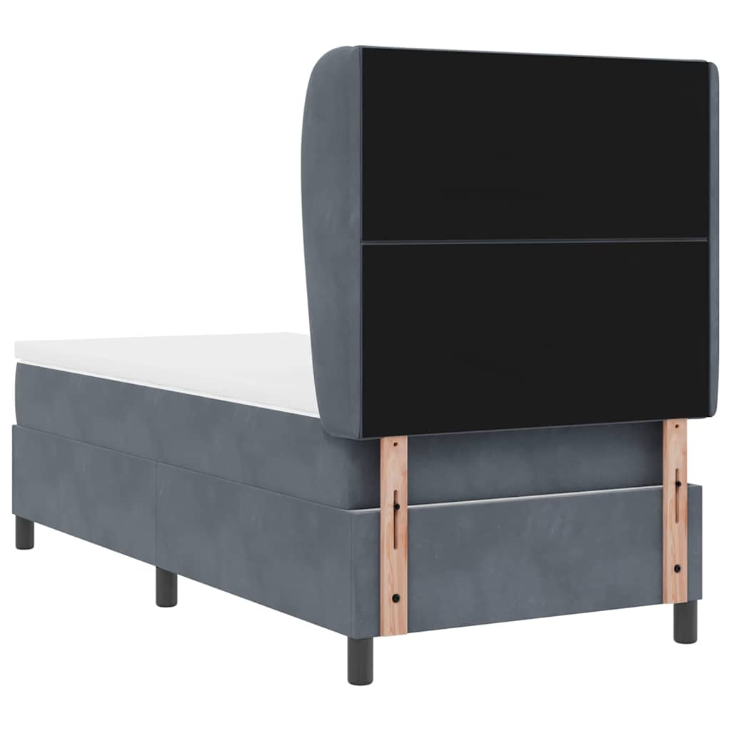 vidaXL Łóżko sprężynowe Z zagłówkiem Ciemnoszary 200 x 90 cm Aksamit