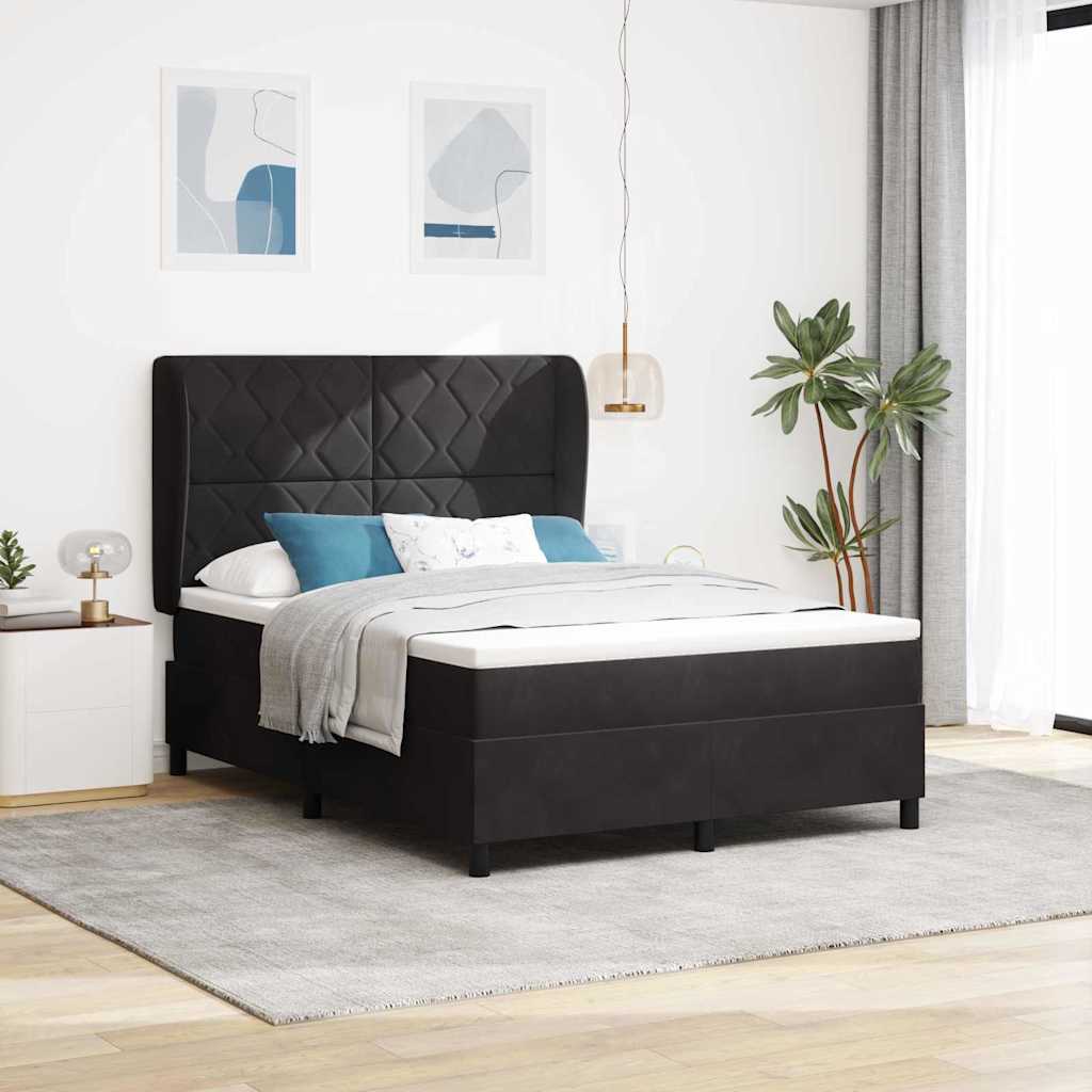 vidaXL Łóżko sprężynowe Z zagłówkiem Czarny 200 x 160 cm Aksamit