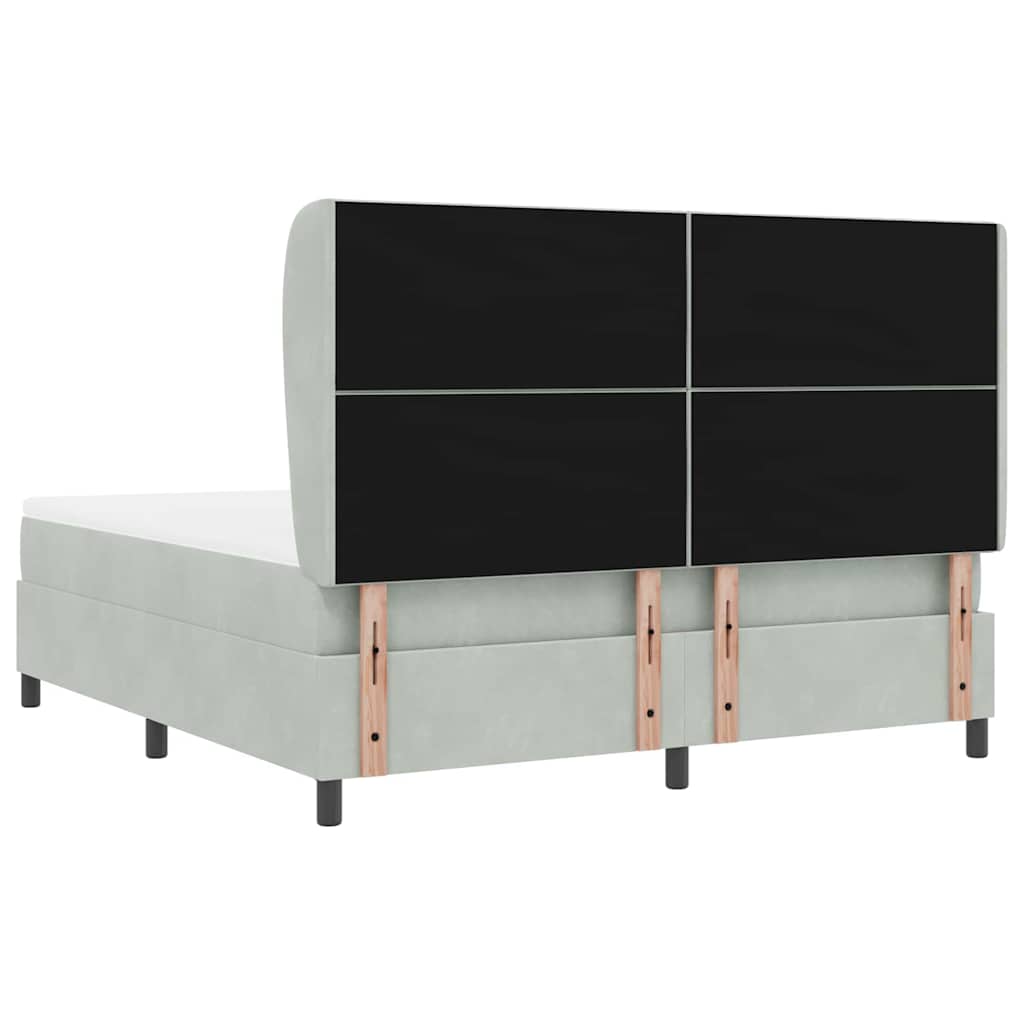 vidaXL Łóżko sprężynowe z materacem Jasnoszary 200 x 180 cm Aksamit