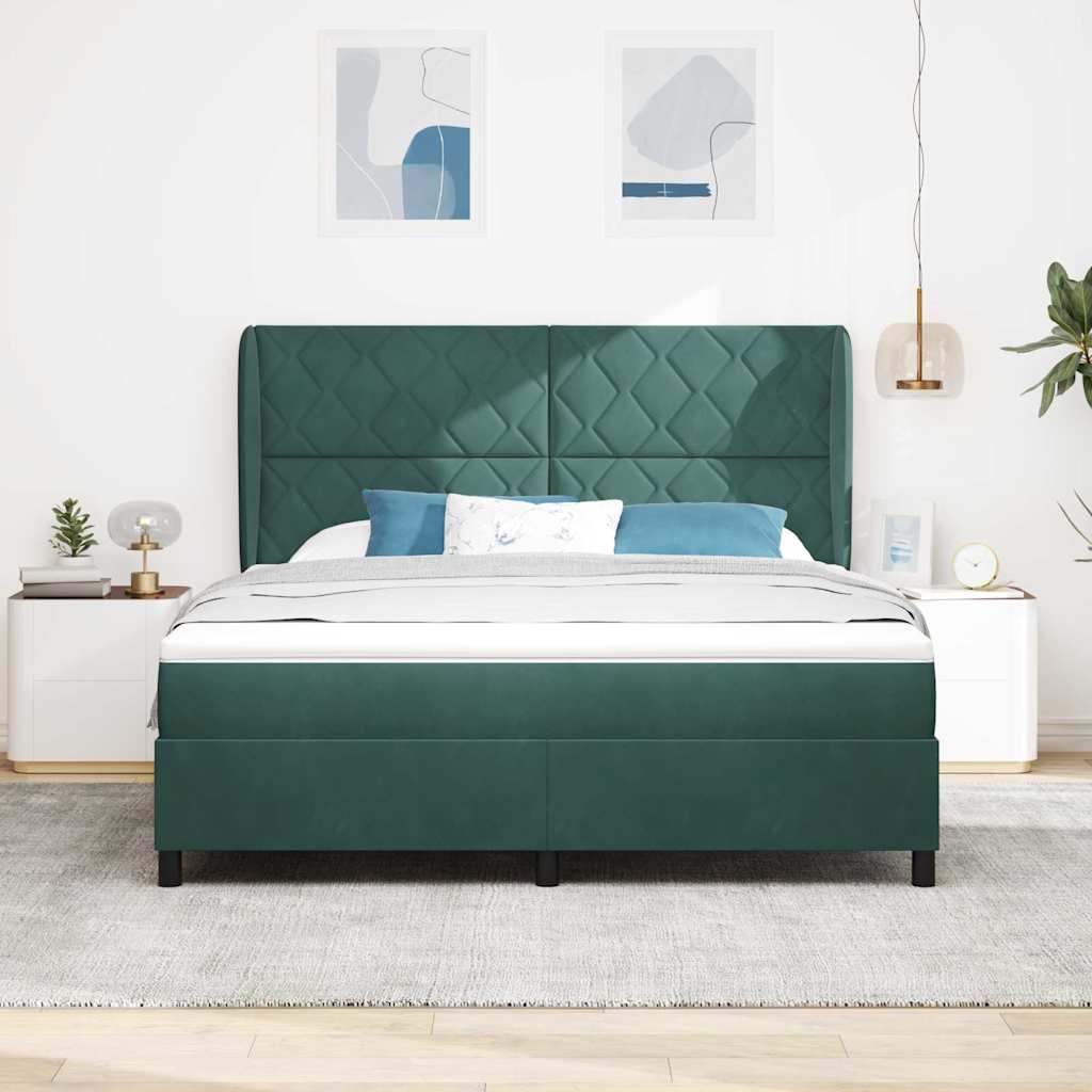 vidaXL Łóżko sprężynowe Ciemna zieleń 200 x 180 cm Aksamit