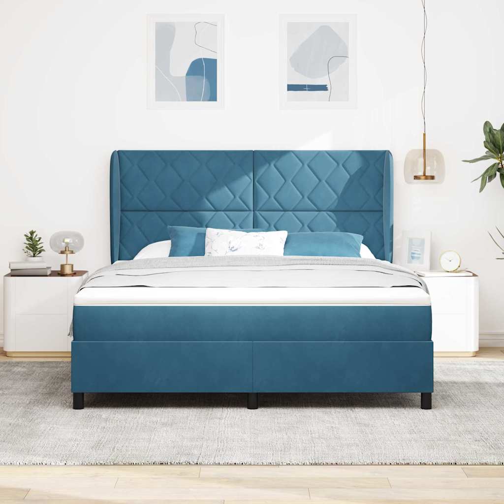 vidaXL Łóżko sprężynowe Ciemnoniebieski 200 x 180 cm Aksamit