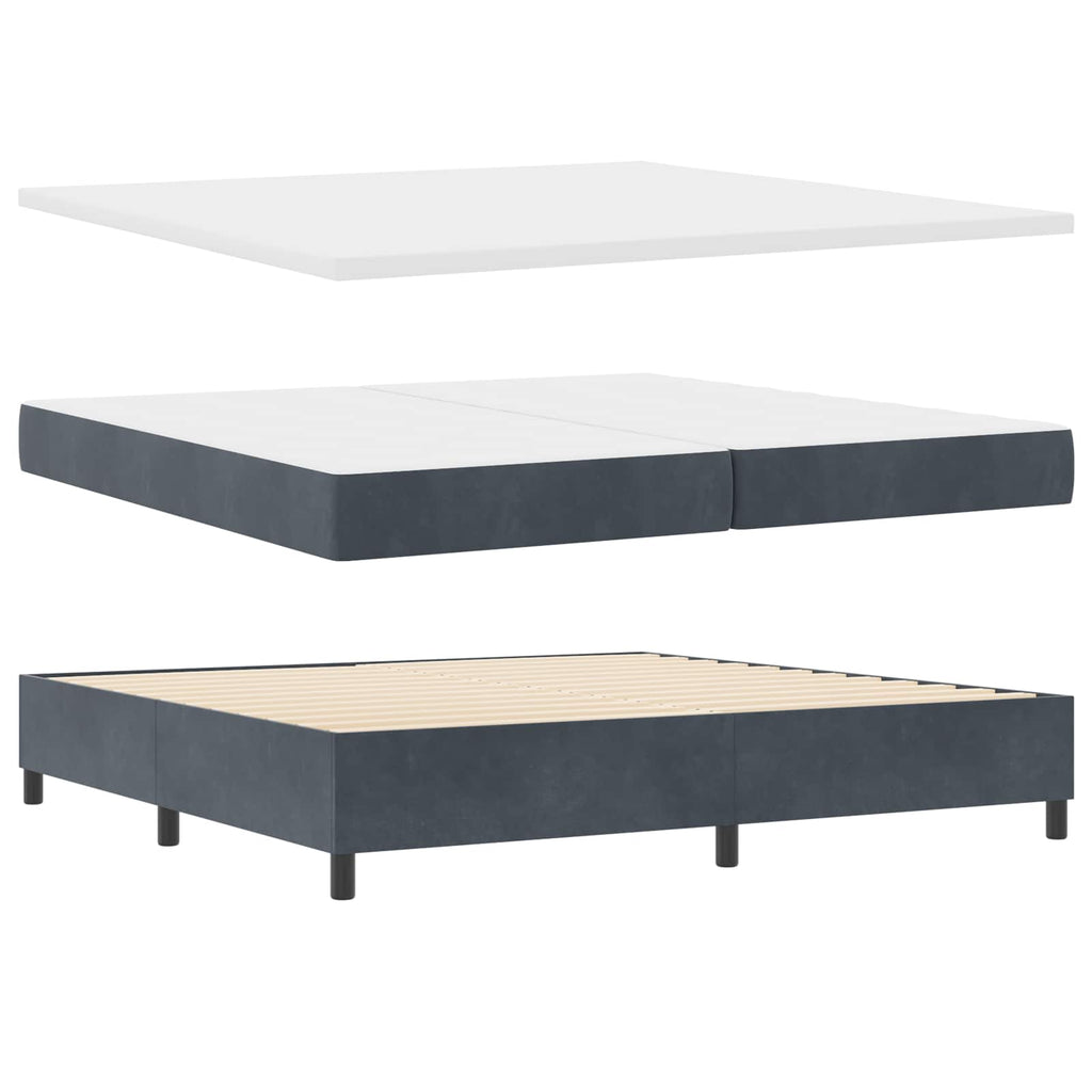 vidaXL Łóżko sprężynowe Z zagłówkiem Ciemnoszary 200 x 200 cm Aksamit