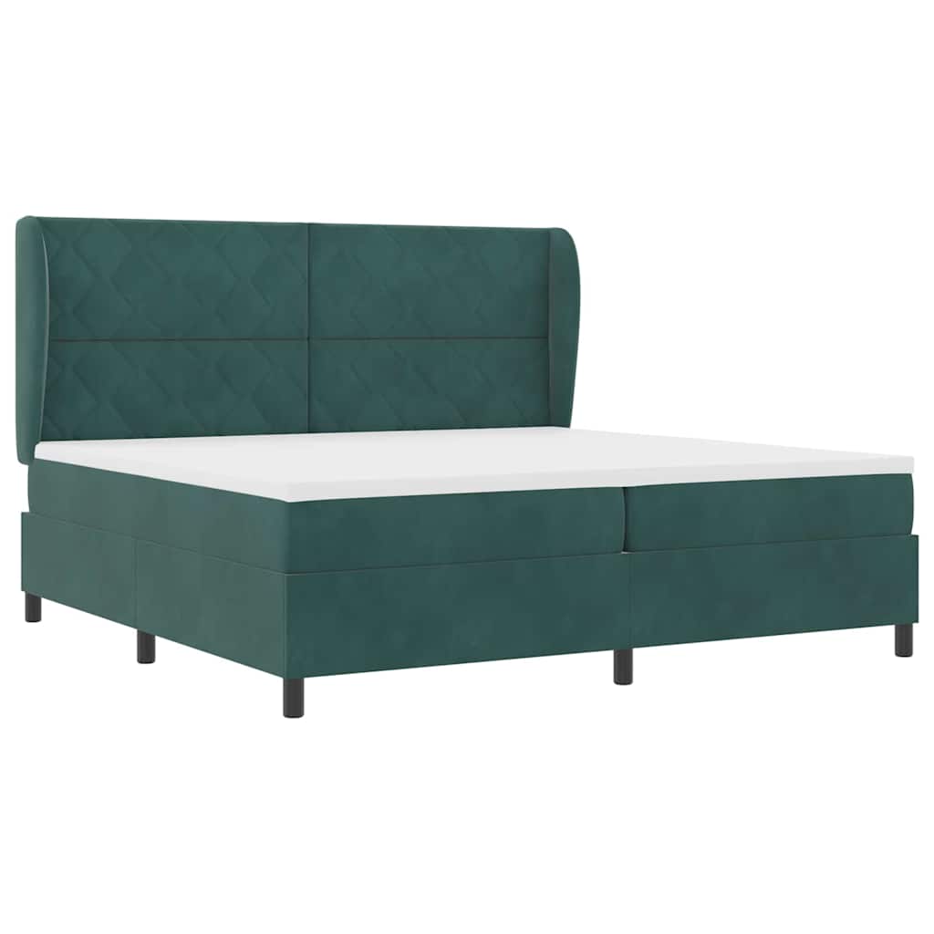 vidaXL Łóżko sprężynowe Ciemna zieleń 200 x 200 cm Aksamit