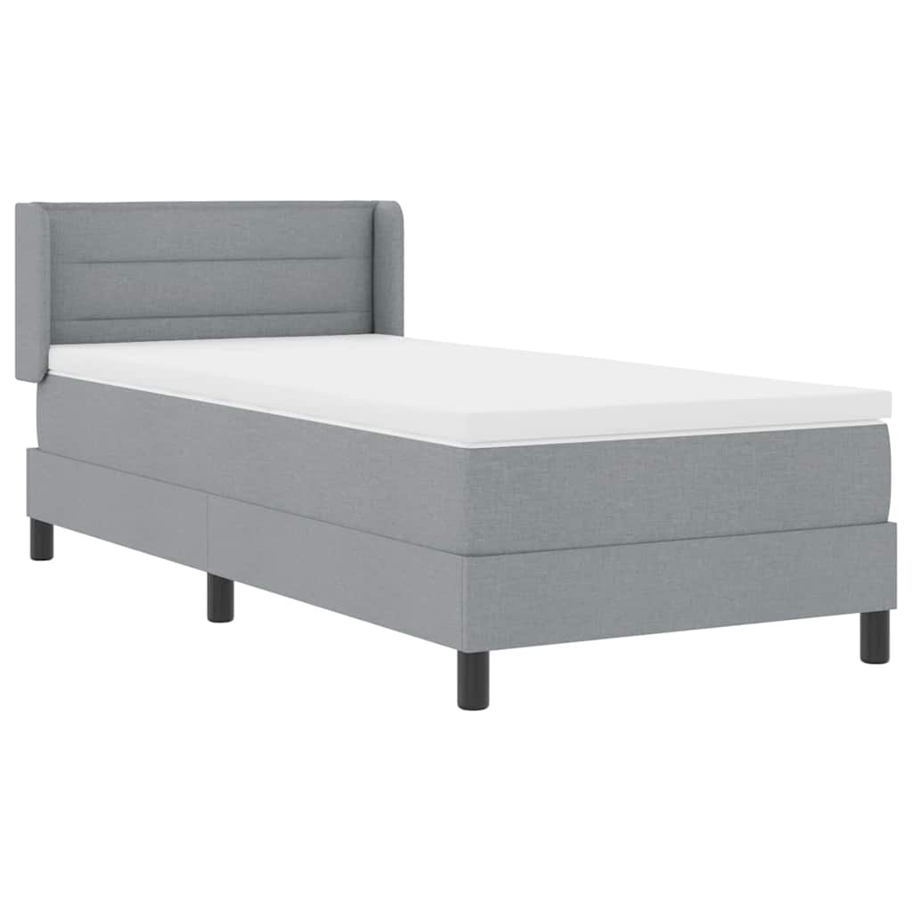 vidaXL Łóżko sprężynowe Z zagłówkiem Jasnoszary 200 x 80 cm tkanina