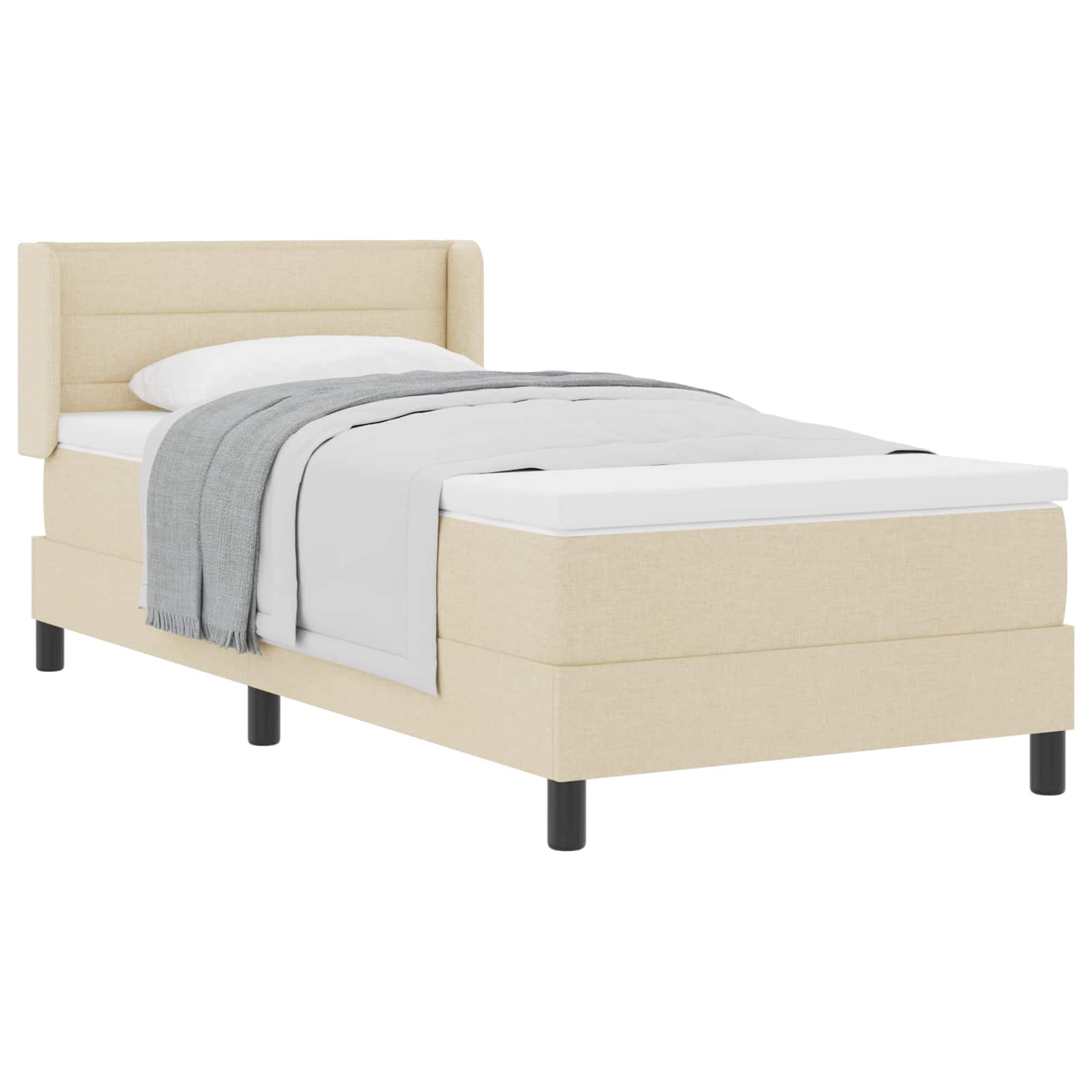 vidaXL Łóżko sprężynowe Z zagłówkiem Kremowy 200 x 80 cm tkanina