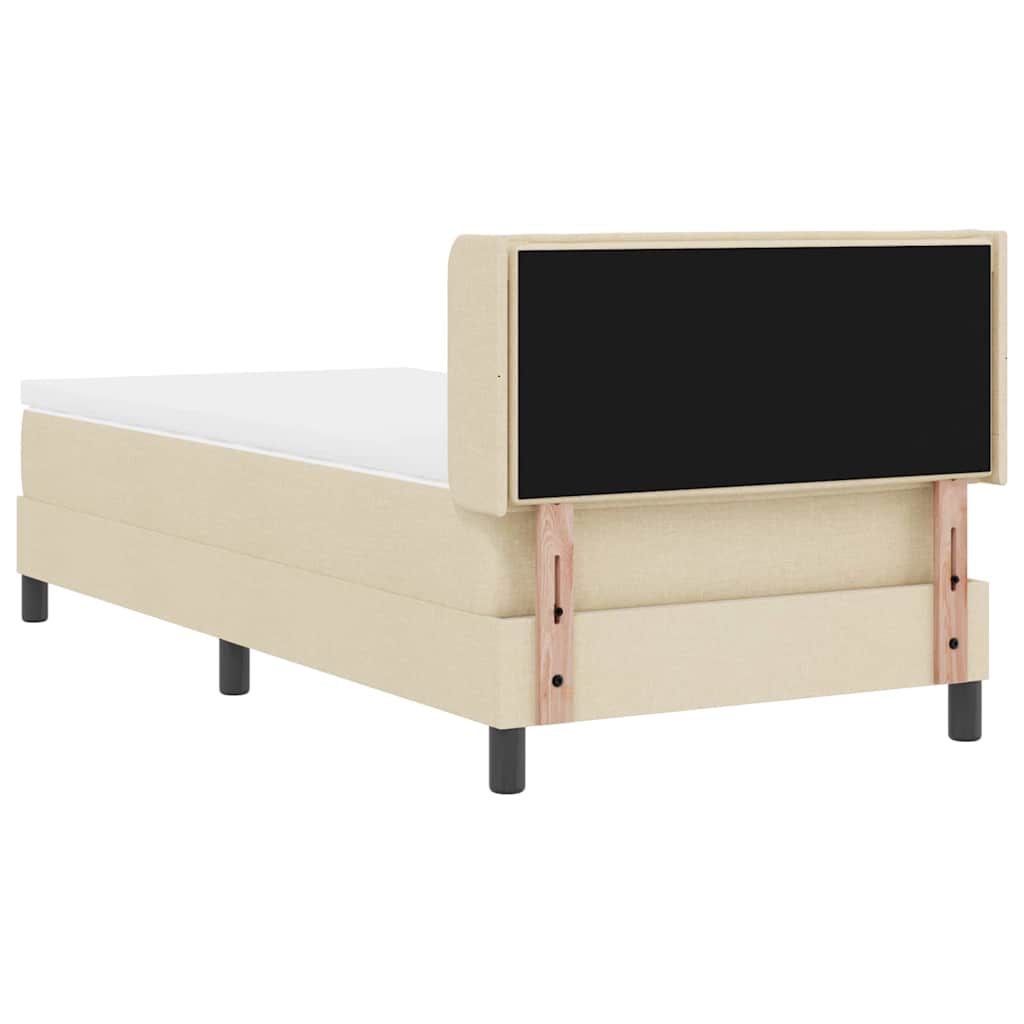 vidaXL Łóżko sprężynowe Z zagłówkiem Kremowy 200 x 80 cm tkanina