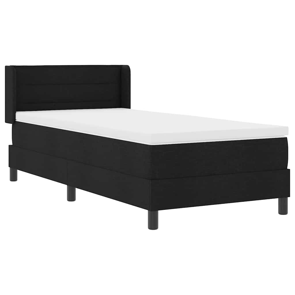 vidaXL Łóżko sprężynowe Z zagłówkiem Czarny 200 x 90 cm tkanina