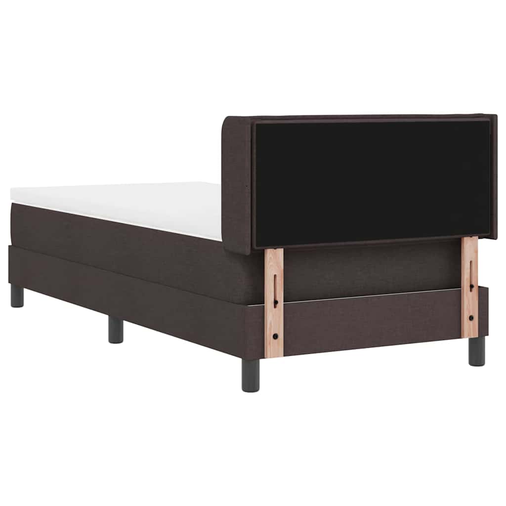 vidaXL Łóżko sprężynowe Z zagłówkiem Ciemny brąz 200 x 90 cm tkanina