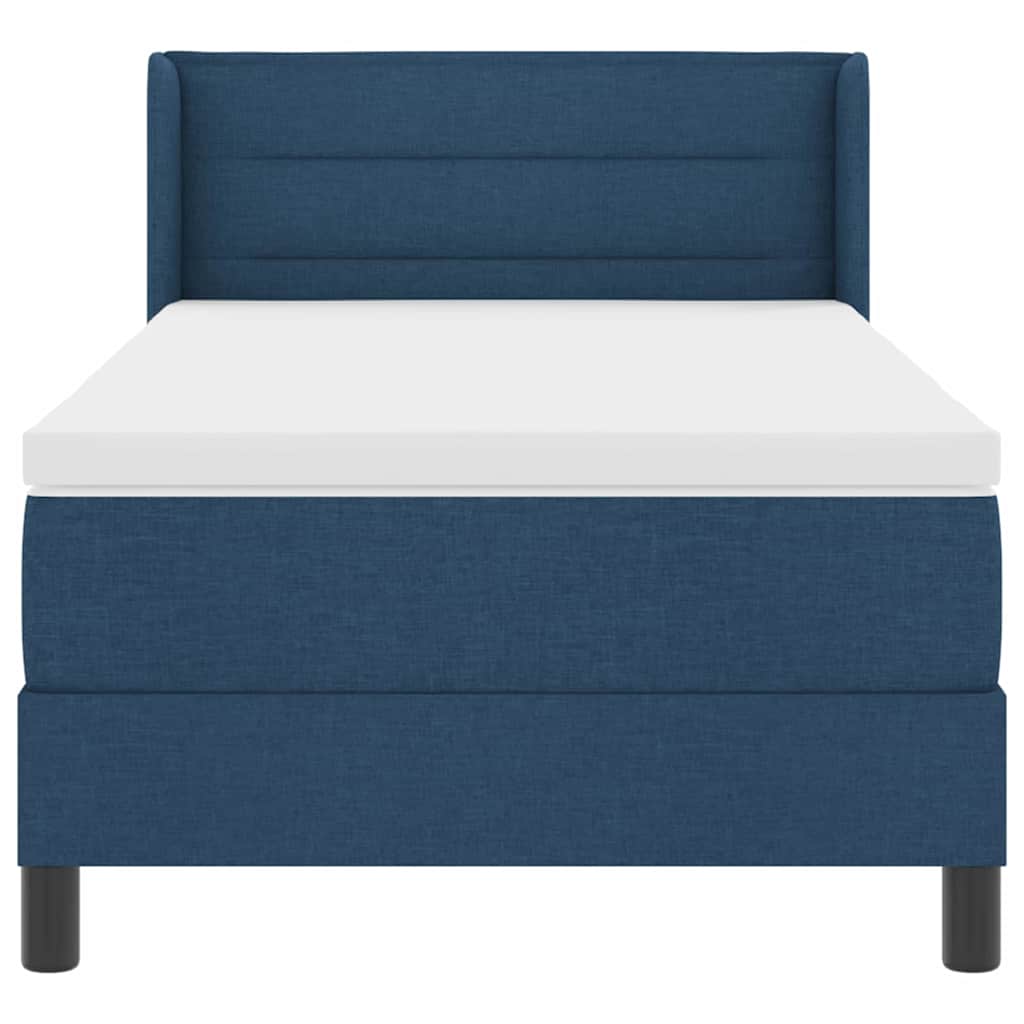 vidaXL Łóżko sprężynowe Z zagłówkiem Niebieski 200 x 90 cm tkanina