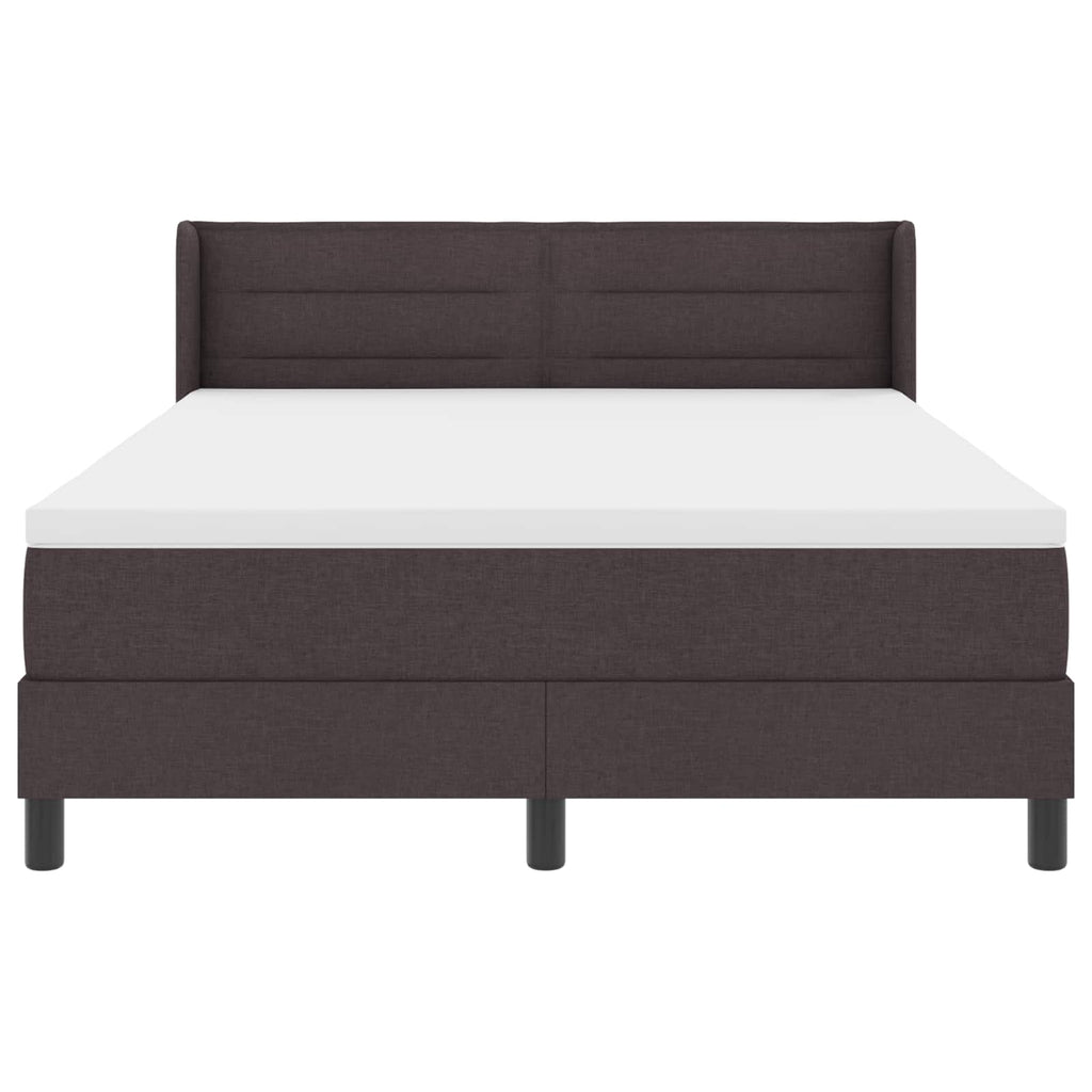 vidaXL Łóżko sprężynowe Z zagłówkiem Ciemny brąz 200 x 140 cm tkanina