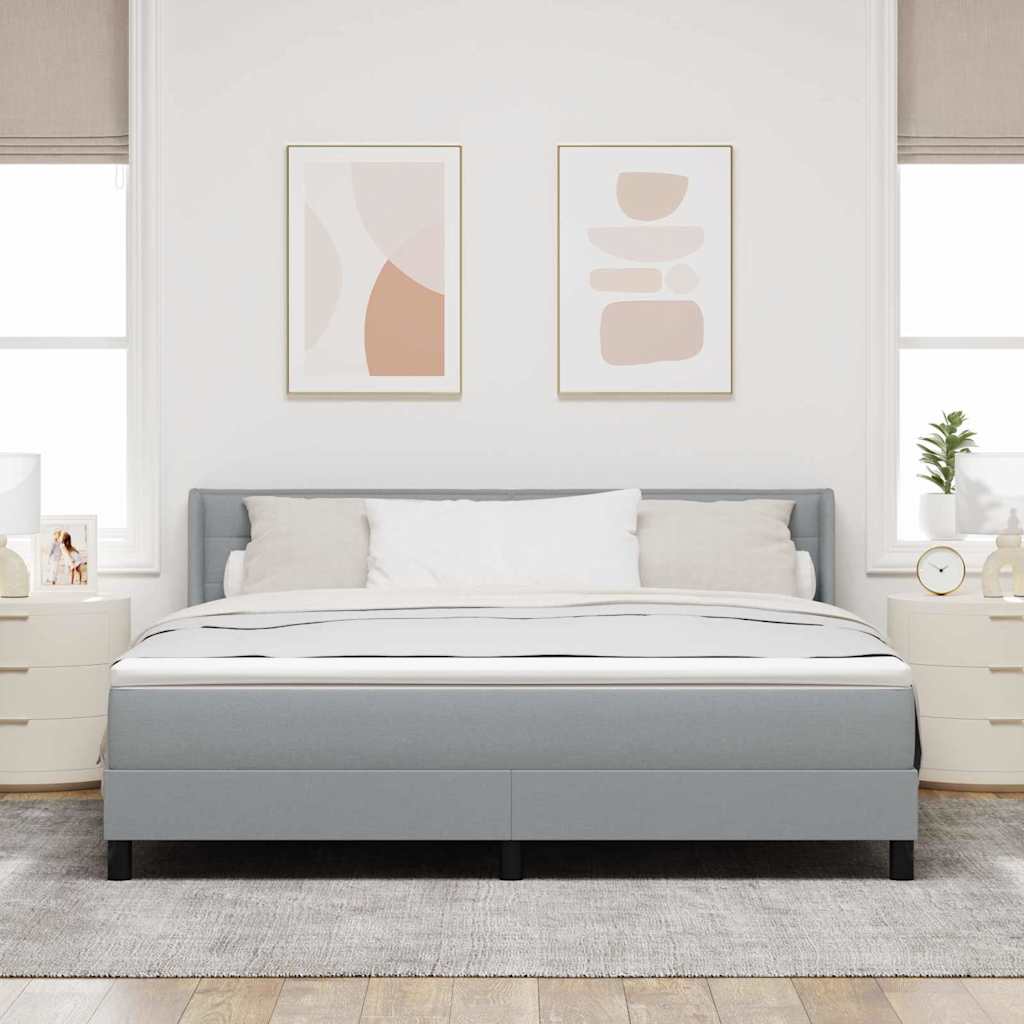 vidaXL Łóżko sprężynowe Z zagłówkiem Jasnoszary 200 x 180 cm tkanina