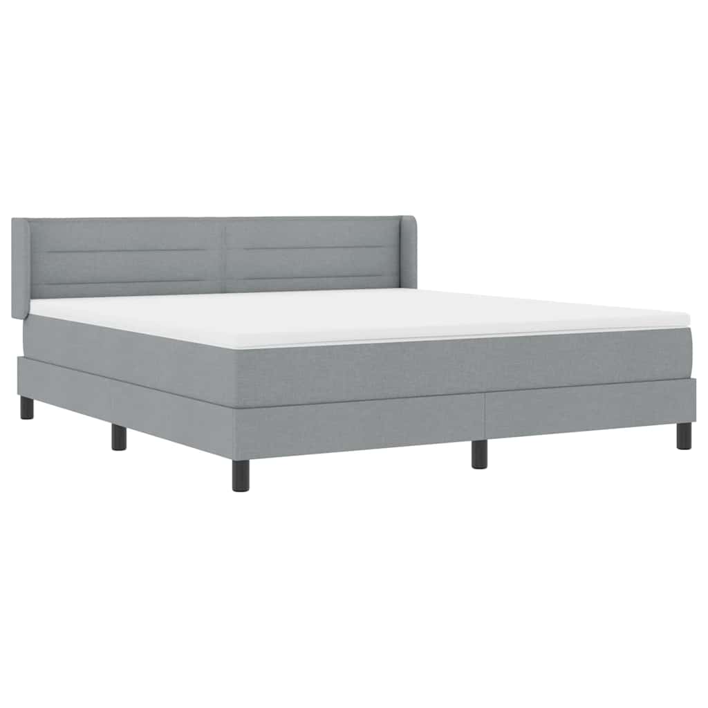 vidaXL Łóżko sprężynowe Z zagłówkiem Jasnoszary 200 x 180 cm tkanina