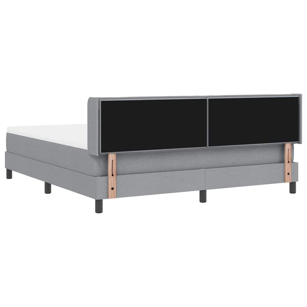 vidaXL Łóżko sprężynowe Z zagłówkiem Jasnoszary 200 x 180 cm tkanina