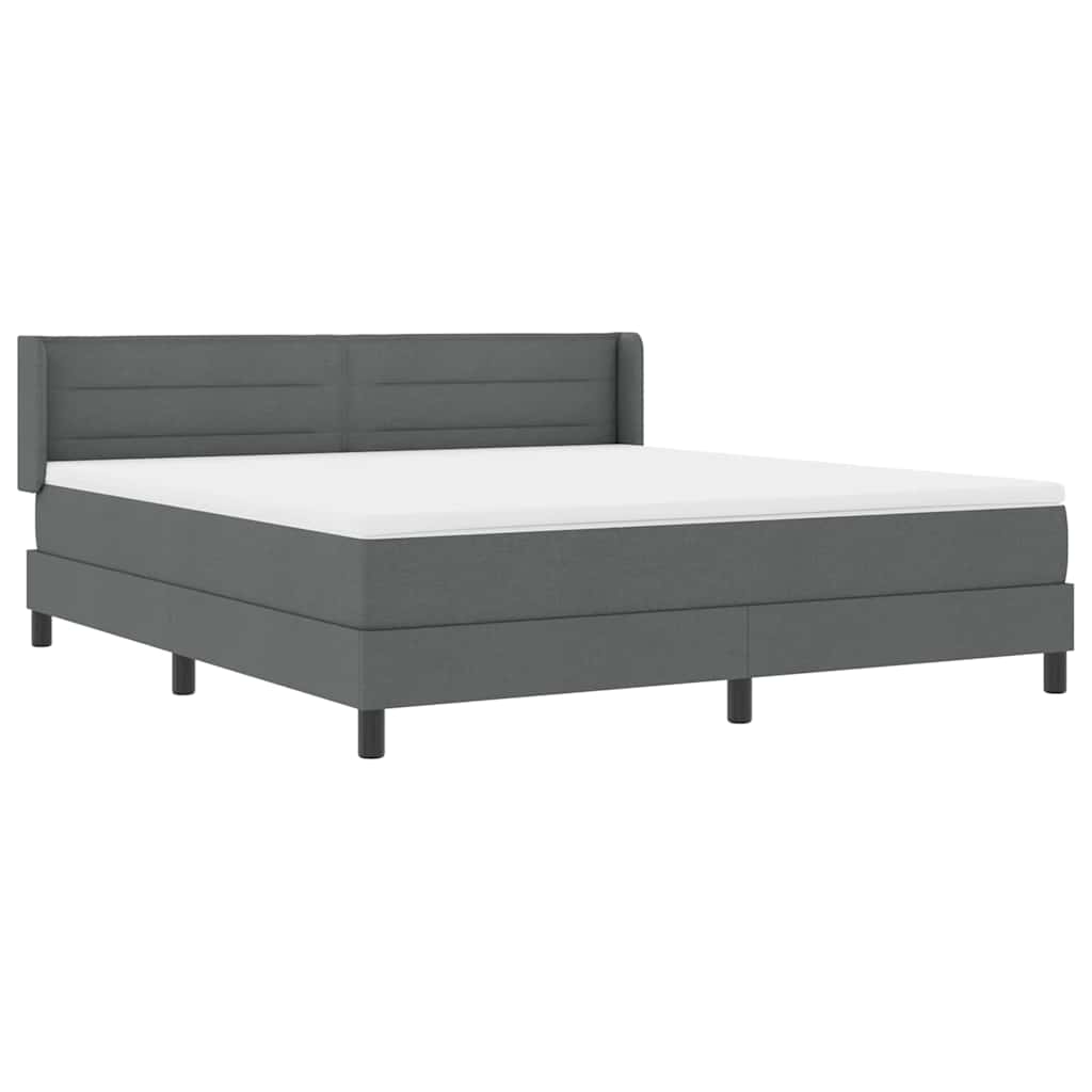 vidaXL Łóżko sprężynowe Z zagłówkiem Ciemnoszary 200 x 180 cm tkanina