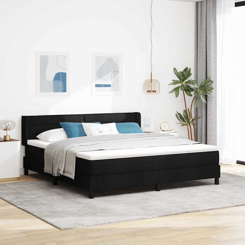 vidaXL Łóżko sprężynowe Z zagłówkiem Czarny 200 x 180 cm tkanina