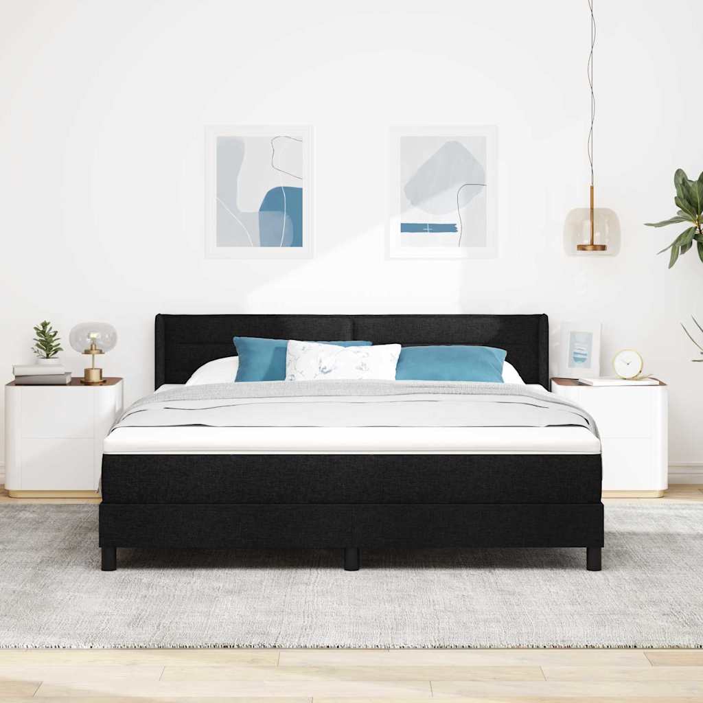 vidaXL Łóżko sprężynowe Z zagłówkiem Czarny 200 x 180 cm tkanina