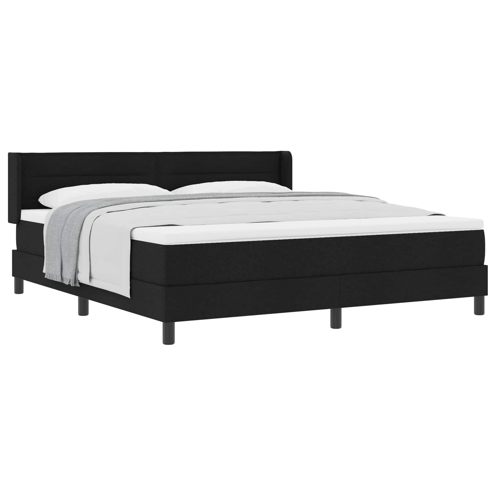 vidaXL Łóżko sprężynowe Z zagłówkiem Czarny 200 x 180 cm tkanina
