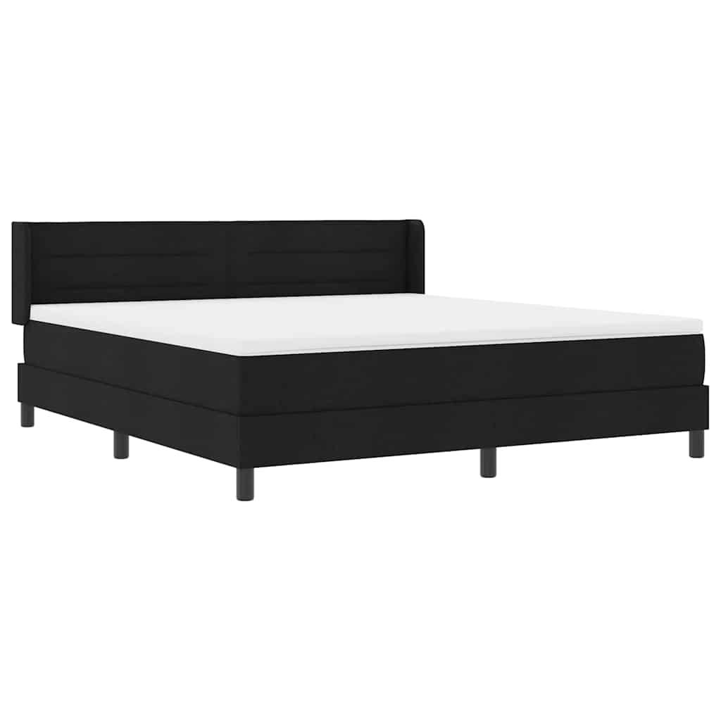 vidaXL Łóżko sprężynowe Z zagłówkiem Czarny 200 x 180 cm tkanina