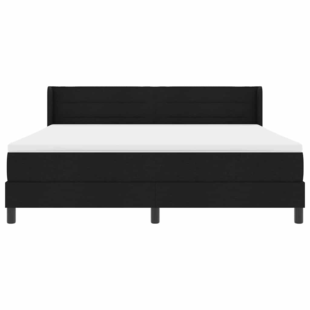 vidaXL Łóżko sprężynowe Z zagłówkiem Czarny 200 x 180 cm tkanina