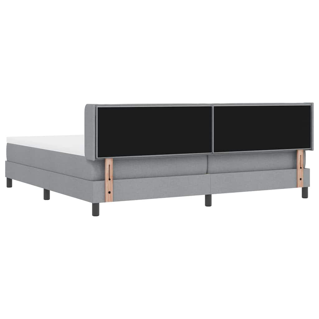 vidaXL Łóżko sprężynowe Z zagłówkiem Jasnoszary 200 x 200 cm tkanina