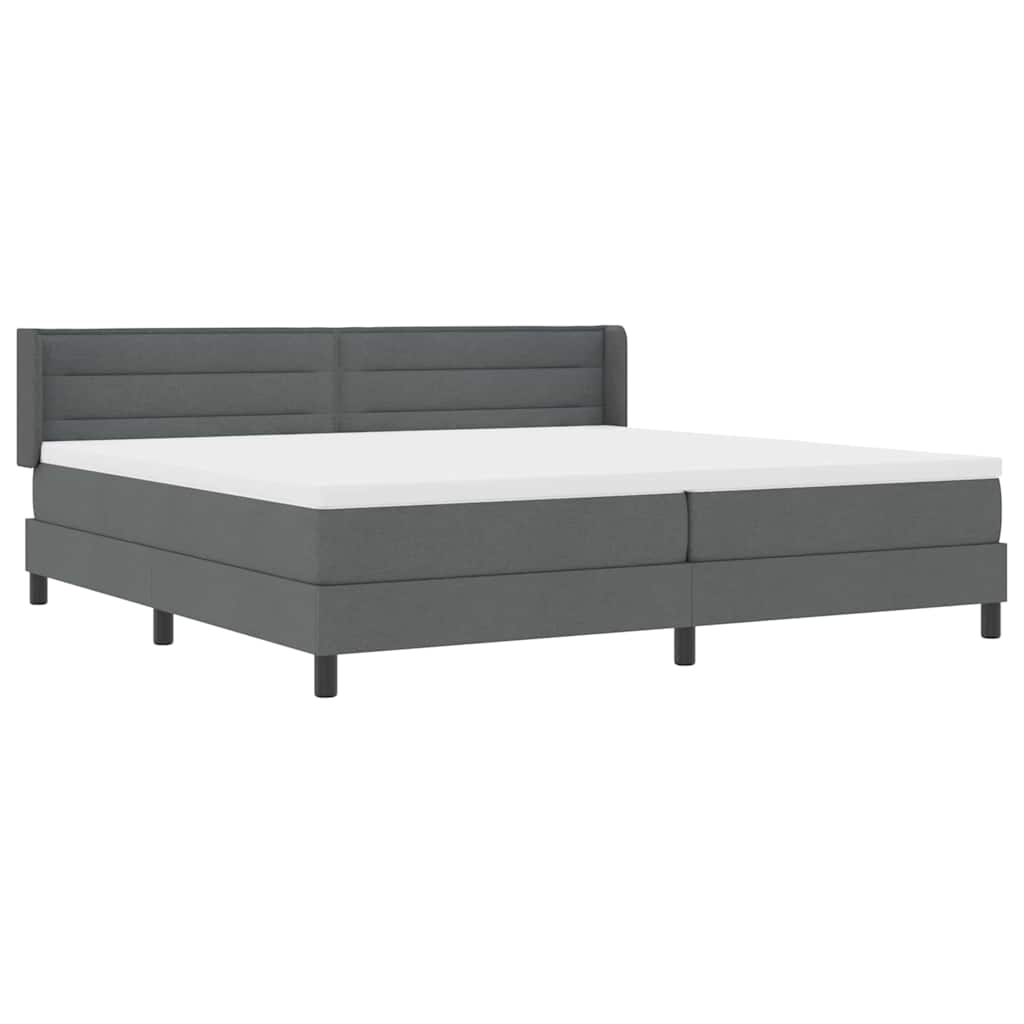 vidaXL Łóżko sprężynowe Z zagłówkiem Ciemnoszary 200 x 200 cm tkanina
