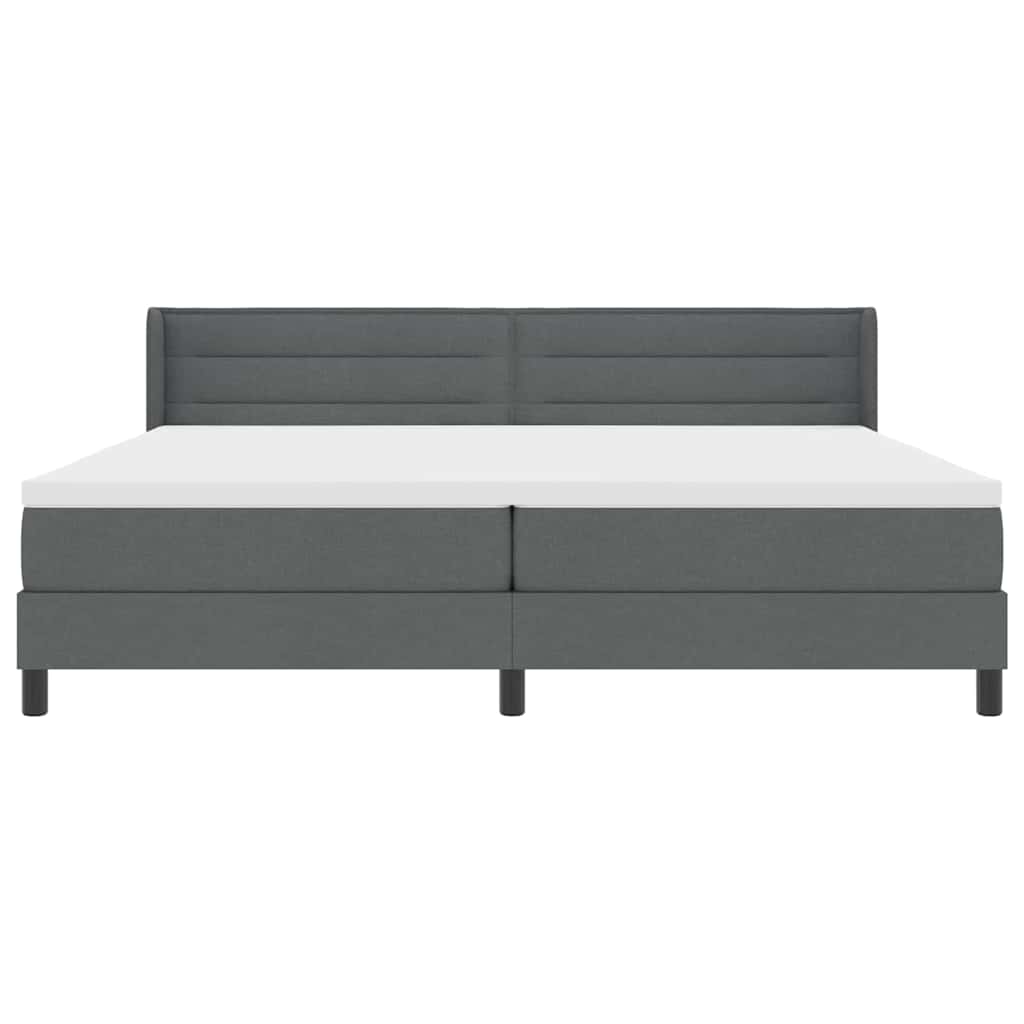 vidaXL Łóżko sprężynowe Z zagłówkiem Ciemnoszary 200 x 200 cm tkanina