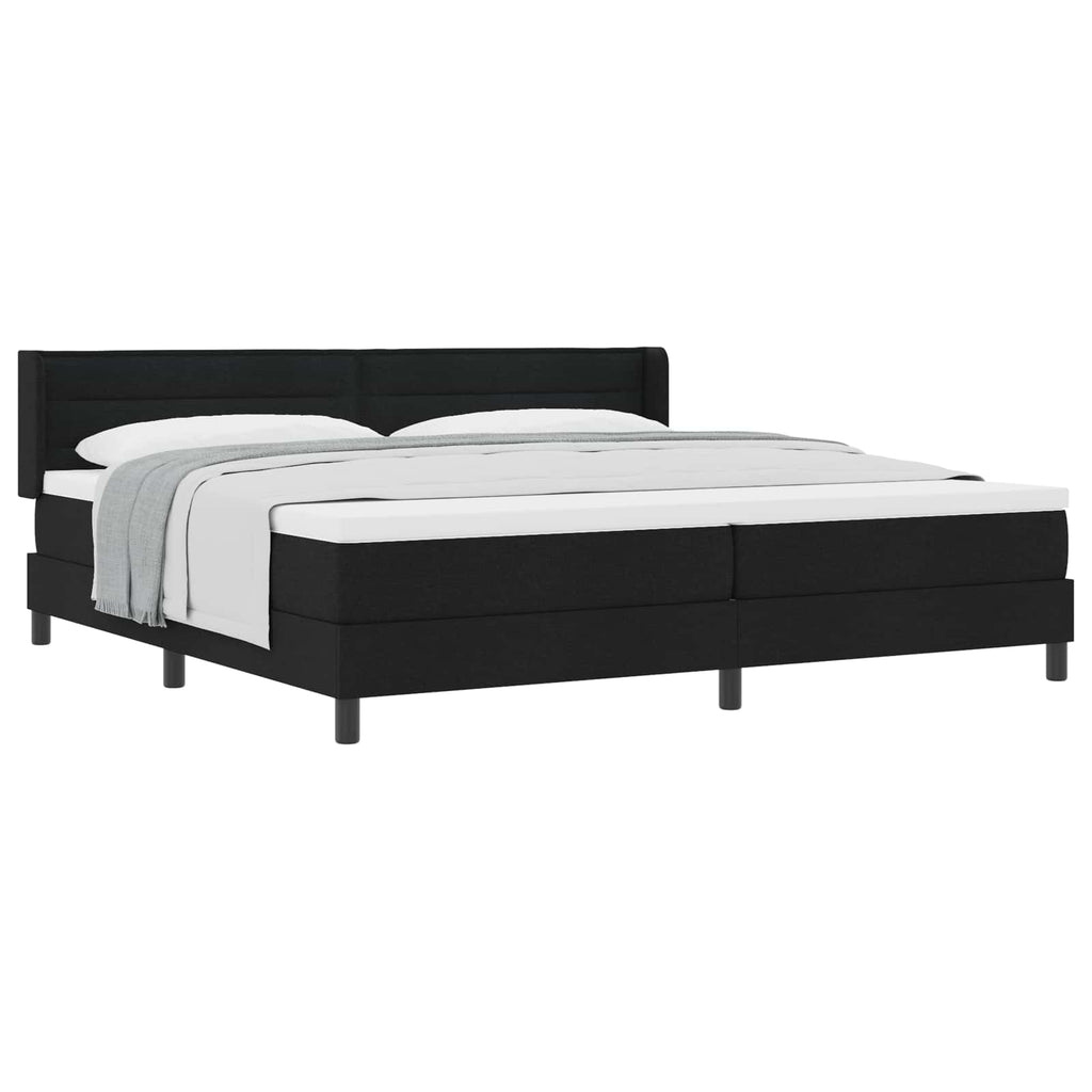 vidaXL Łóżko sprężynowe Z zagłówkiem Czarny 200 x 200 cm tkanina