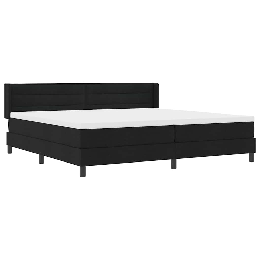 vidaXL Łóżko sprężynowe Z zagłówkiem Czarny 200 x 200 cm tkanina