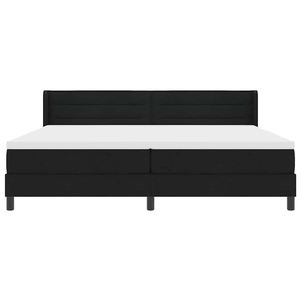 vidaXL Łóżko sprężynowe Z zagłówkiem Czarny 200 x 200 cm tkanina
