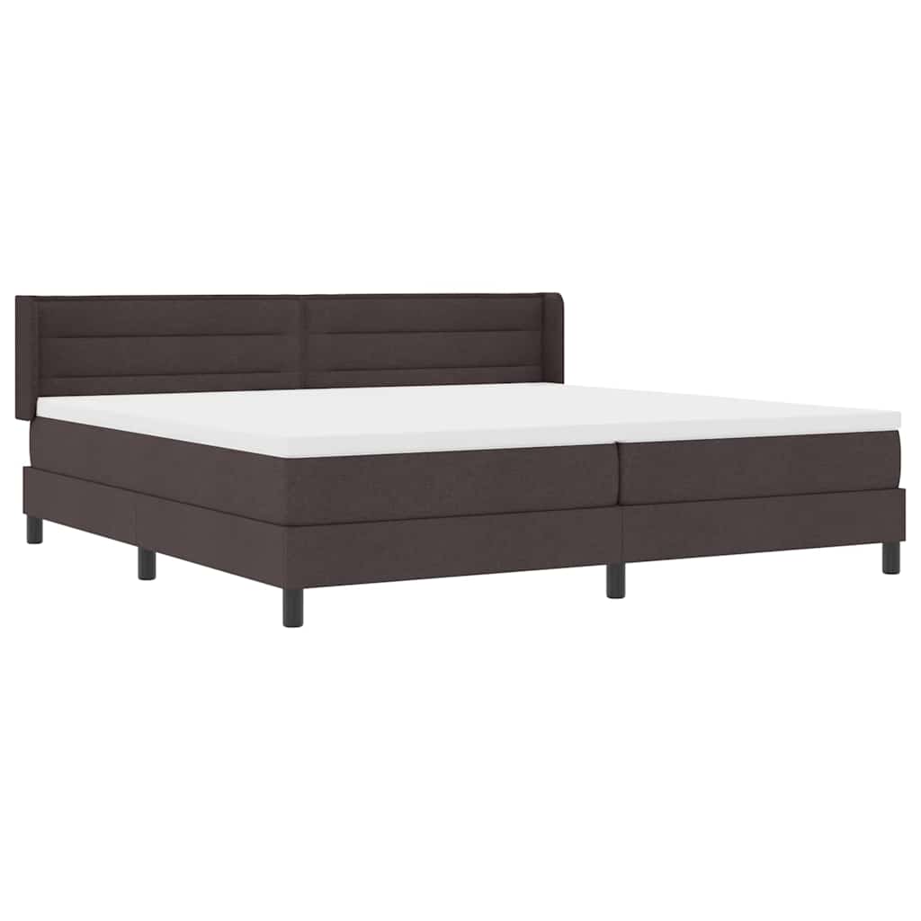 vidaXL Łóżko sprężynowe Z zagłówkiem Ciemny brąz 200 x 200 cm tkanina