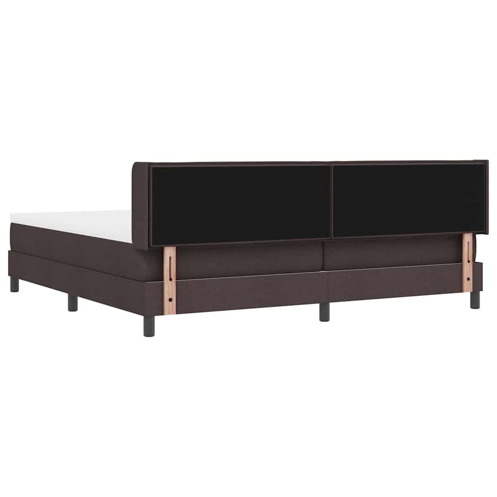 vidaXL Łóżko sprężynowe Z zagłówkiem Ciemny brąz 200 x 200 cm tkanina