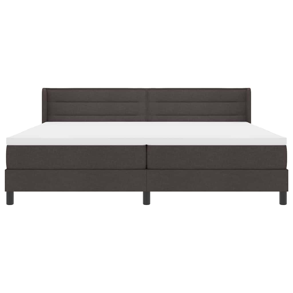 vidaXL Łóżko sprężynowe Z zagłówkiem Ciemny brąz 200 x 200 cm tkanina